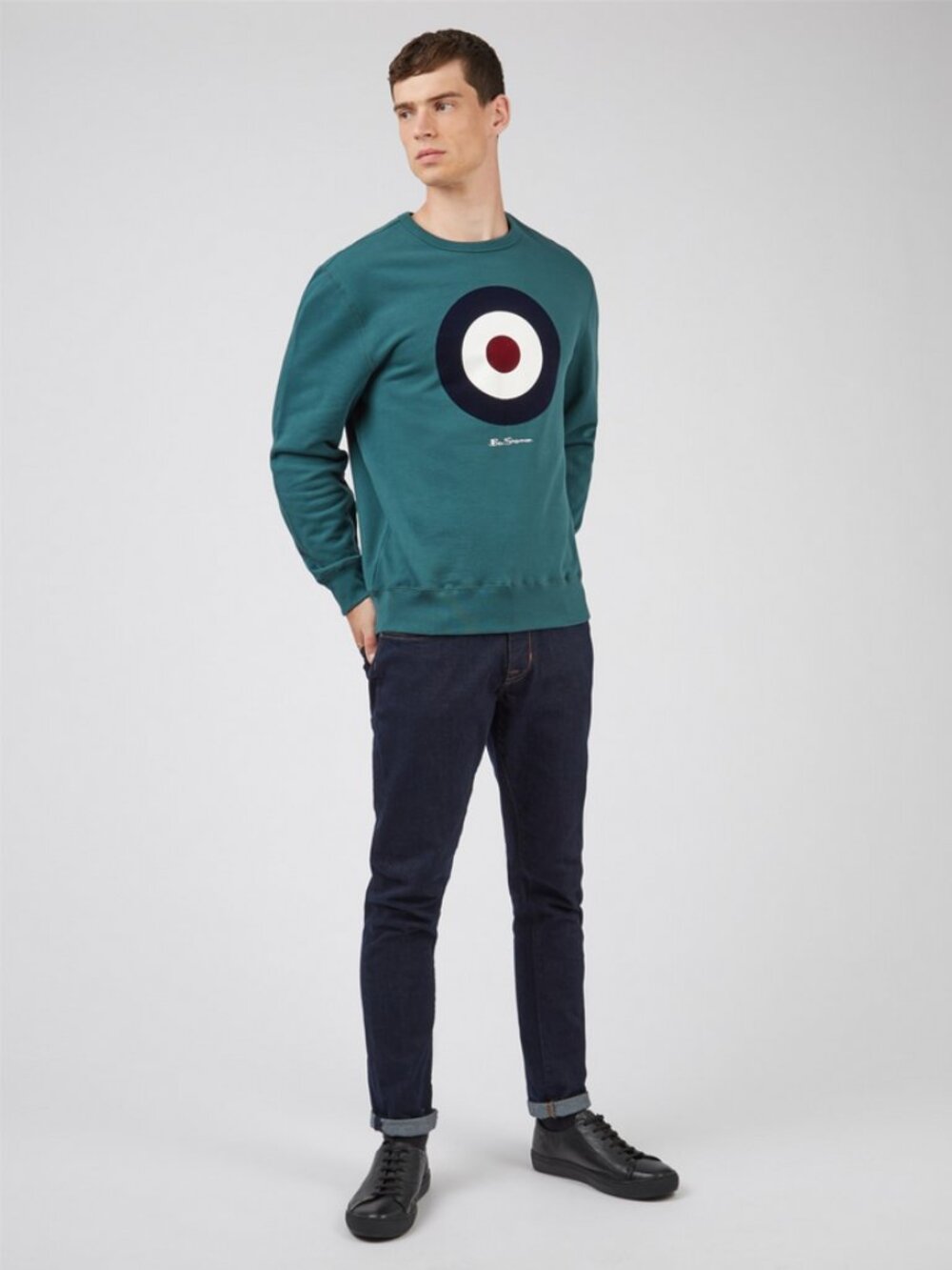 Ben Sherman Sz. S Ocean Green Signature Organic Cotton Target Sweatshirt -